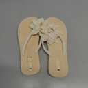 OYOANGLE Women's Applique Decor Open Toe Flip Flop Sandals Casual Outdoor Flat Slippers (Beige) 38