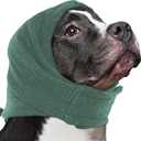 Nanaki Soft Dog Calming Hoodie Anxiety Relief Dog Ear Muffs Noise Protection Doggy Head Wrap Hematoma Fireworks Doggy Ear Cover for Bath Blow Drying Pet Head Cover Noise Cancelling Sleep Help Headband (S(Head Girth:10.6"-15.7"), Green)