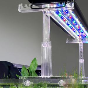 driamor Aquarium Light Holder Adjustable, Clear Acrylic Fish Tank LED Light Riser Stand Aquarium Lamp Brackets Kit 2pcs Transparent Support for Width 2.34-4.7 Inches Light with Extendable Bracket (Clear (Large Size))