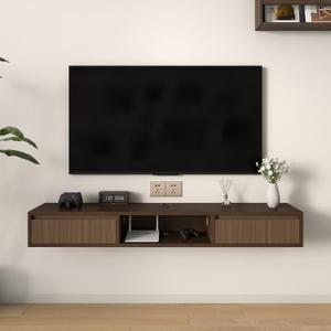 70" Floating TV Stand Wall Mounted Media Console Walnut
Fits up to 85" screens; features 2 flip-down cabinet doors; modern dual-tone style crafted for bedroom entertainment centers