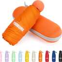 Yoobure Travel Umbrella Portable Compact Umbrellas, Pocket Mini for Purse, Umbrellas for UV Sun & Rain Small for Backpack, Umbrella with Case Folding for Kids Women (Orange)