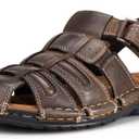 FIEEIF Men's Sport Sandals Closed Toe Leather Fisherman Outdoor Arch Support Sandalias Non-Slip Sport Athletic Walking Traveling Shoes