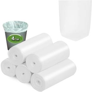 Small Trash Bags, Inwaysin Small Garbage Bags 4-6 Gallon Biodegradable Can Liners Thicken, Size Expanded, White 200 Counts