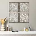 Tatuo 4 Pcs Wood Art Wall Decor Farmhouse Decorative Wood Panels Modern Wall Decor for Living Room Home Kitchen Dining Room (Square,Brown, White)