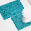 Bathroom Rugs Chenille Bath mat 2 Piece Set, Super Absorbent, Strong PVC Non Slip Backing, Bath mats for Bathroom, Plush Shaggy, Thick, Machine Washable, Bathtub, Toilet.(Turquoise)