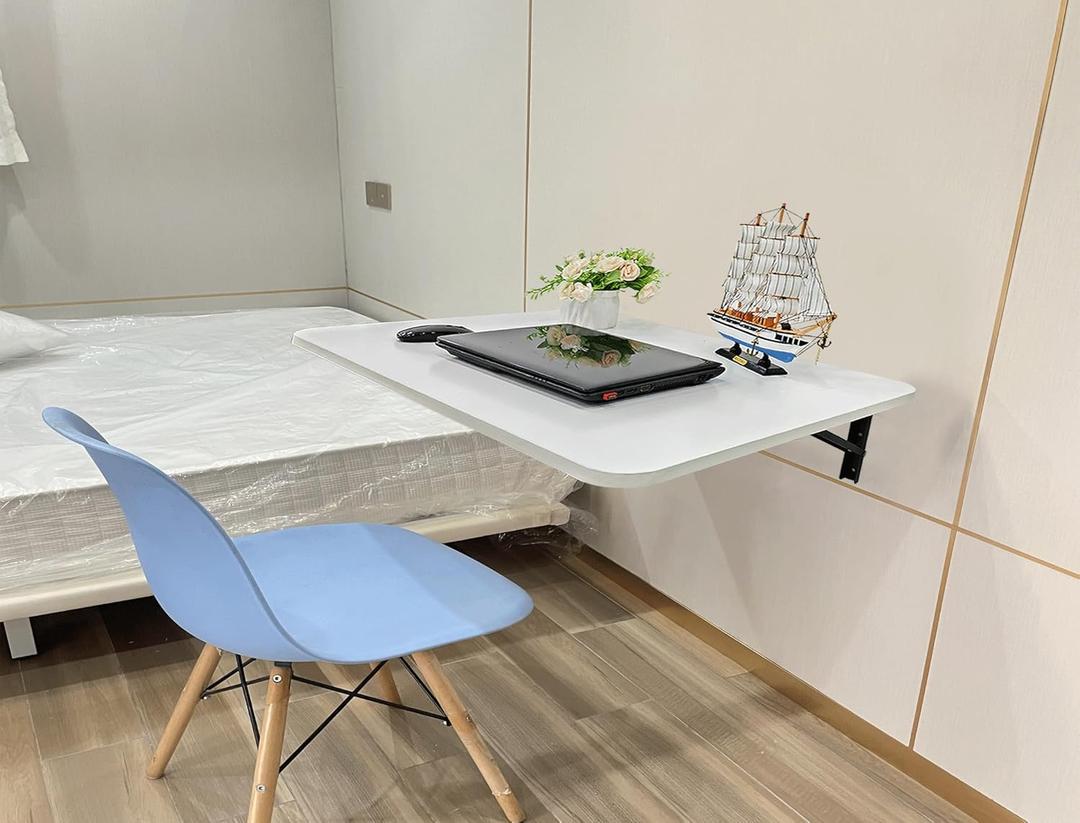 31 "x22.8 Wall Mounted Folding Table with Foldable Bracket, Suitable for Folding Tables on Balconies, Laundry Rooms, Kitchens, Home Offices, bedrooms, and Living Rooms (White) 31 "x22.8 Wall Mounted Folding Table with Foldable Bracket, Suitable for Folding Tables on Balconies, Laundry Rooms, Kitchens, Home Offices, bedrooms, and Living Rooms (White)
