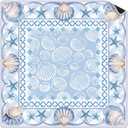 Blue Seashell Starfish Coastal Mahjong Mat 31.5 x 31.5 Inch, Preppy Beach Summer Non-Slip Noise Reduction Mahjong Table Mat for American Mah Jong Poker Card Board Games Dominoes