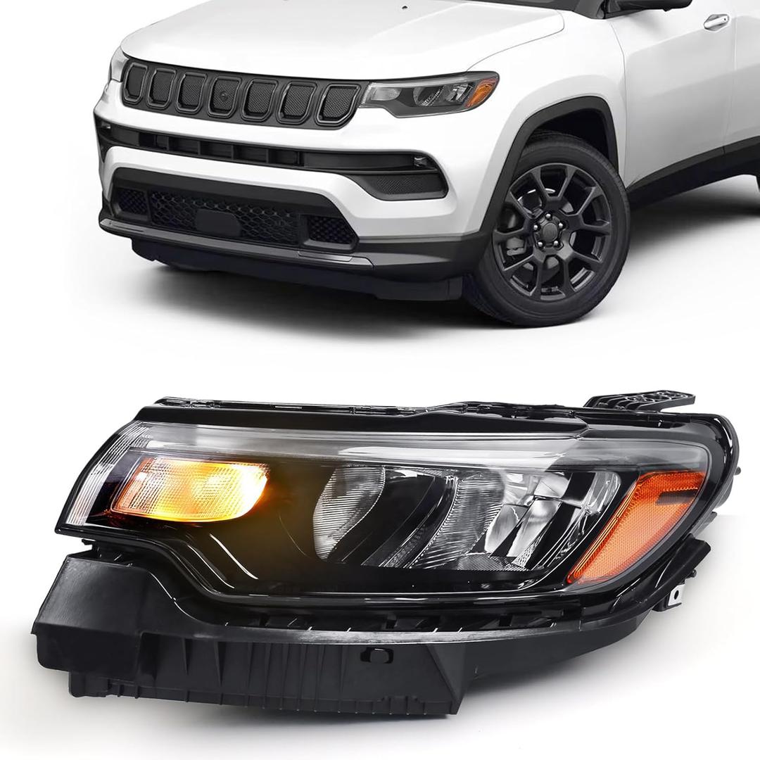 FIONE Headlight Assembly Compatible with Jeep Compass 2022 2023 Headlamp Replacement Front Light Left Driver Side LH FIONE Headlight Assembly Compatible with Jeep Compass 2022 2023 Headlamp Replacement Front Light Left Driver Side LH