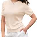SANGTREE Women's Short Sleeve Sweaters Crew Neck Pullover Tops Summer Sweaters for Women (X-Large, 01#camel)