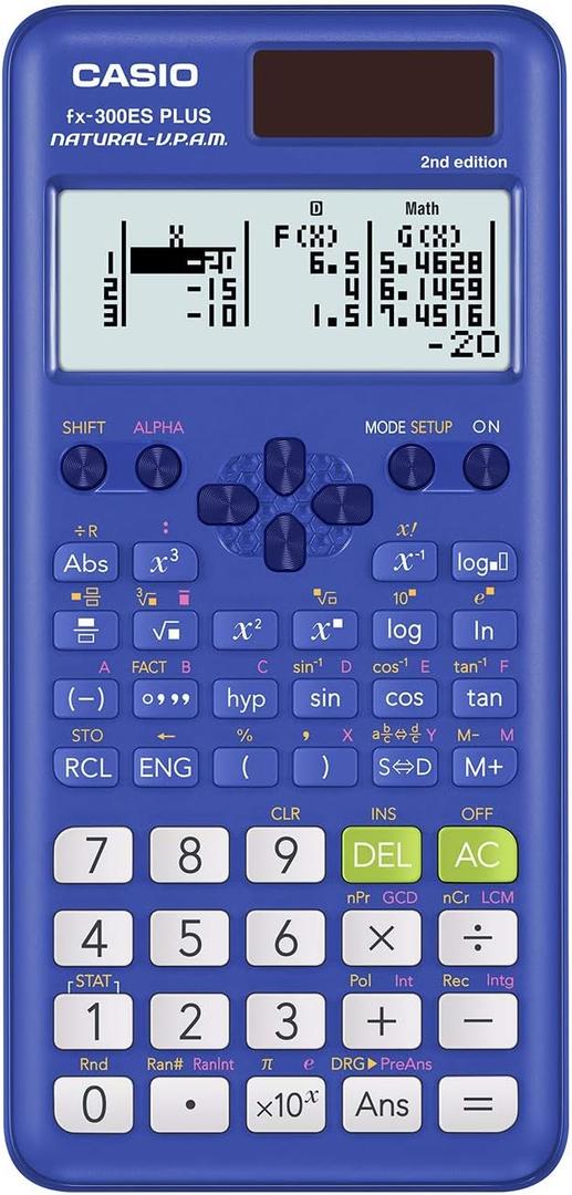 Casio fx-300ES Plus 2nd Edition Standard Scientific Calculator | 262 Functions, Natural Textbook Display | Ideal for Middle School, High School Math, Statistics & Algebra | Blue
