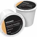 Amazon Brand - Solimo Light Roast Coffee Pods, French Vanilla Flavored, Compatible with Keurig 2.0 K-Cup Brewers, 100 Count (EXP 10/31/26)
