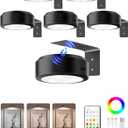 EZVALO Picture Lights for Wall, 2000mAh Rechargeable Battery Magnetic Poster Lights with 3 Color Temps & 12 RGB, Remote Dimmable Timer Painting Light, Wall Decor Light for Art Display, Frame (6 Pack) (Black)