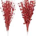 24-Pack Christmas Tree Picks Ornaments, Artificial Glitter Berry Stem Glittery Twigs Ornaments for Christmas Tree Decorations, Small Vase, Holiday, Wedding, Party Decorations (Red)
