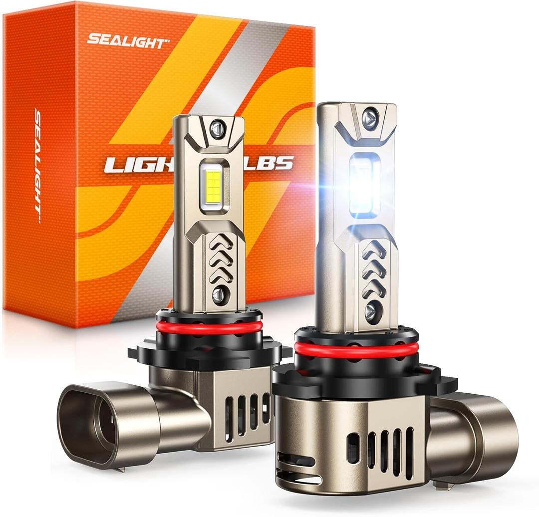 SEALIGHT 9005/HB3 LED Bulbs 2025 1:1 Real Design, 10X Super Bright L2S 9005 Bulbs, 6500K Cool White, 20 Year+ Extended Lifespan, 1:1 Halogen Size Wireless, 3 Min Plug and Play, Pack of 2