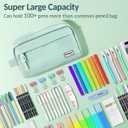 Sooez Original High Capacity Pencil Case, Big Pencil Bag Pouch Box Organizer Pen Case, Aesthetic Supply for Girls Adults, Portable Journaling Supplies with Easy Grip Handle & Loop, Mint Green, Large