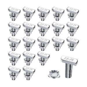 20 Pcs T Bolt Set M8x20mm T Slot Drop-in Bolt Hammer Head Bolts T Shape Stud Sliding Screw with Hexagon Flange Nuts for Aluminum Extrusion Profile Photovoltaic Solar Mounting,Silver
