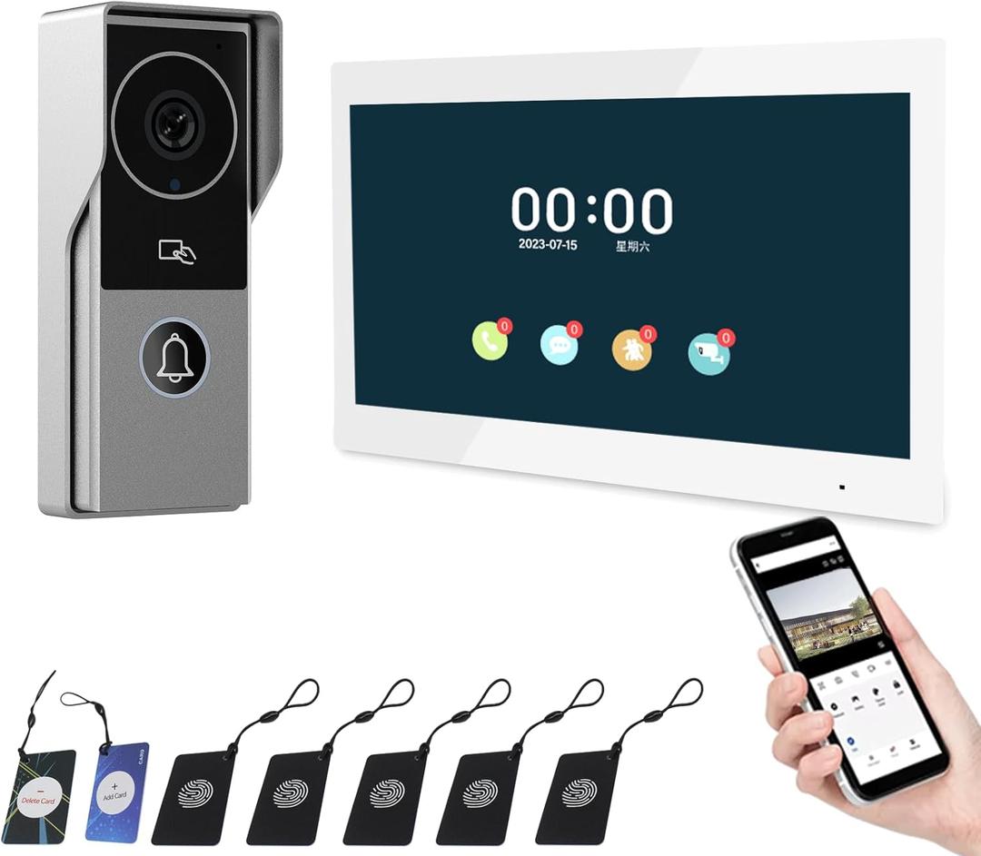 Wired Video Doorbell Intercom System,7 Inch Monitor,1080P HD Camera,TUYA WiFi Smart Home Video Intercom Door Phone Kits IC Card Unlock for Apartment Villa Home,32G