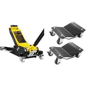 VEVOR 3 Ton Low Profile, Aluminum and Steel Racing Floor Jack + Car Wheel Dolly 3000 lbs Car Moving Dolly