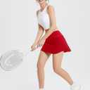 baleaf Women's Pleated Tennis Skirt Golf Skorts for Woman High Waisted Lightweight Athletic Shorts Pockets (Red, XL)