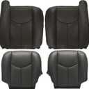 SecosAutoparts Driver & Passenger Bottom & Top Lean Back Dark Gray Without Seat Armrest Leather Seat Cover Compatible With Chevy Silverado Avalanche Tahoe Suburban GMC Sierra Yukon 2003 2004 2005 2006