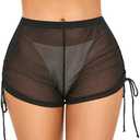 SHERRYLO Swim Shorts Women Sheer Board Short See Through Bikini Bottom Mesh Swimsuit Bottoms Sexy See Thru Bathing Suit, XL