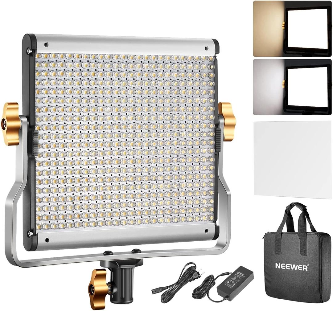 Neewer Dimmable Bi-Color LED with U Bracket Professional Video Light for Studio, YouTube Outdoor Video Photography Lighting Kit, Durable Metal Frame, 480 LED Beads, 3200-5600K, CRI 96+
