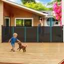 160'' Retractable Baby Gates Extra Wide, 42" Extra Tall Retractable Dog Gate for Doorways,13 Foot Safety Upgrade Extra Long White Retractable Baby Gate for Stairs, Indoor/Outdoor Retractable Gate