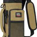 KEMIMOTO Water Bottle Holder Bag, Water Bottle Carrier with Adjustable Shoulder Strap, Water Bottle Pouch Holder for Hiking, Camping, Fishing, Compatible with YETI Stanley SLM 32 oz, 40 oz, 64 oz (Brown)