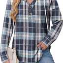 RUMIA Womens Tops V Neck Button Sweatshirt for Women Pullover Long SLeeve Shirts Fall Outfits 2025 Loose Fit, Small
