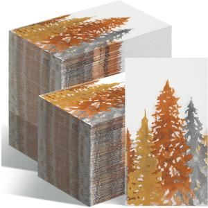 Seajan 200 Pcs Fall Tree Paper Guest Napkins Disposable Hand Towels for Bathroom Paper Disposable Guest Towels Napkins for Spring and Summer Wedding Bathroom Birthday Dinner Party