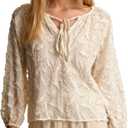 Womens Long Sleeve Casual Lightweight See Through Tunics Tops (White, XL)
