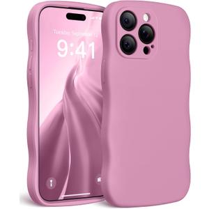 Magnetic for iPhone 15 Pro Max Case, [Full Camera Protection][Compatible with MagSafe] Cute Wave Frame Silicone Shockproof Protective Phone Case for iPhone 15 Pro Max 6.7",Blackcurrant