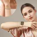 VIQIV Gold Watch Band and 3PCS Bracelets Stack Set for Women Compatible with Apple Watch 44/45/46/49/38/40/41/42mm Slim Stainless Steel Metal Straps for iWatch Series 11 10 9 8 7 6 5 4 3 SE Ultra 3 2