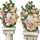 TINGE TIME Free Standing Artificial Rose Flowers Set of 2, Wedding Arch Altar Stage Decorations, Silk Fake Flower for Wedding Centerpiece Archway Aisle Welcome Entrance (DustyRose&NavyBlue)