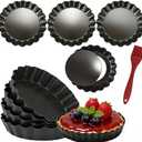 DATANYA 8 Pack Mini Tart Pans 4 Inch with Removable Bottom Round Nonstick Quiche Pan, Heavy Duty Fluted Side for Pies, Mousse Cakes, Dessert Baking (4 Inch 8pcs)