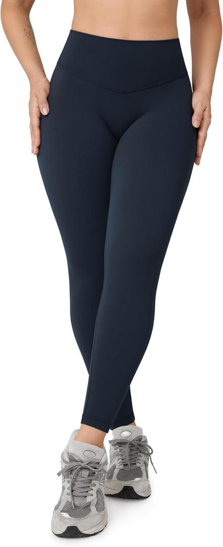 Hugcurve No Front Seam High Waisted Workout Leggings for Women Buttery Soft Yoga Pants Gym Athletic Tights - 25'' (Medium, Twilight Blue)