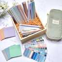 135 Pcs Book Annotation Kit Aesthetic Pencil Case Bag 12 Highlighter 11 Gel Pen 1 Marker 300 Sheet Transparent Sticky Notes Pad 2640 Index Stickers Bible Study Supplies(Classic,Light Green)