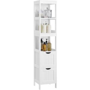 VASAGLE Storage Cabinet, Storage Organizer Rack Stand for Bathroom, Living Room, Multifunctional Corner Unit, 2 Drawers, 55.7 Inches in Height, White UBBC66WT