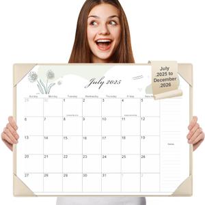 Gannyfer Desk Calendar 2025-2026 with Desktop Mat - 18 Month Large Table Calendar, 22" x 17" Desktop Pad Calendar for Planning and Organizing In Your Family, School or Office(6 Stickers Included) (White) (Gray)