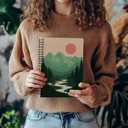 Boho Minimalist Mountain Notebook, Boho Gifts for Women, Nature Journal with Lined Pages, Aesthetic Forest Gift for Writers & Hikers, 5.5x8.3 Inch 270