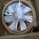 20 Inch Boho Rattan Fandelier, Semi Flush Mount Caged Bladeless Ceiling Fan with Light & Remote, Low Profile/6 Speed/Timer/3 CCT/Quiet/Reversible DC Motor, for Bedroom Living Room Kitchen