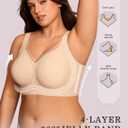 OEAK Womens Wireless Jelly Bra Plus Size Supportive Seamless Bras Full Coverage Push Up Comfortable No Underwire Tshirt Bras Nude 3XL
