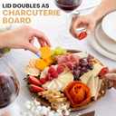 Large Glass Salad Bowl with Lid Set, 5.7 L Decorative Glass Mixing Bowl, Trifle and Serving Bowls with Lids as Cheese Charcuterie Board and Plate, Comes with Wood Serving Utensils