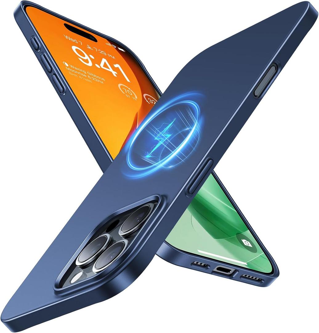 TORRAS Magnetic Slim Fit for iPhone 16 Pro Case 6.3 inch, Ultra-Thin 16 Pro Case Compatible with MagSafe, Lightweight Matte Anti-Scratch Hard PC Cover Phone Case for iPhone 16 Pro OriginFit, Blue (5-Navy Blue)