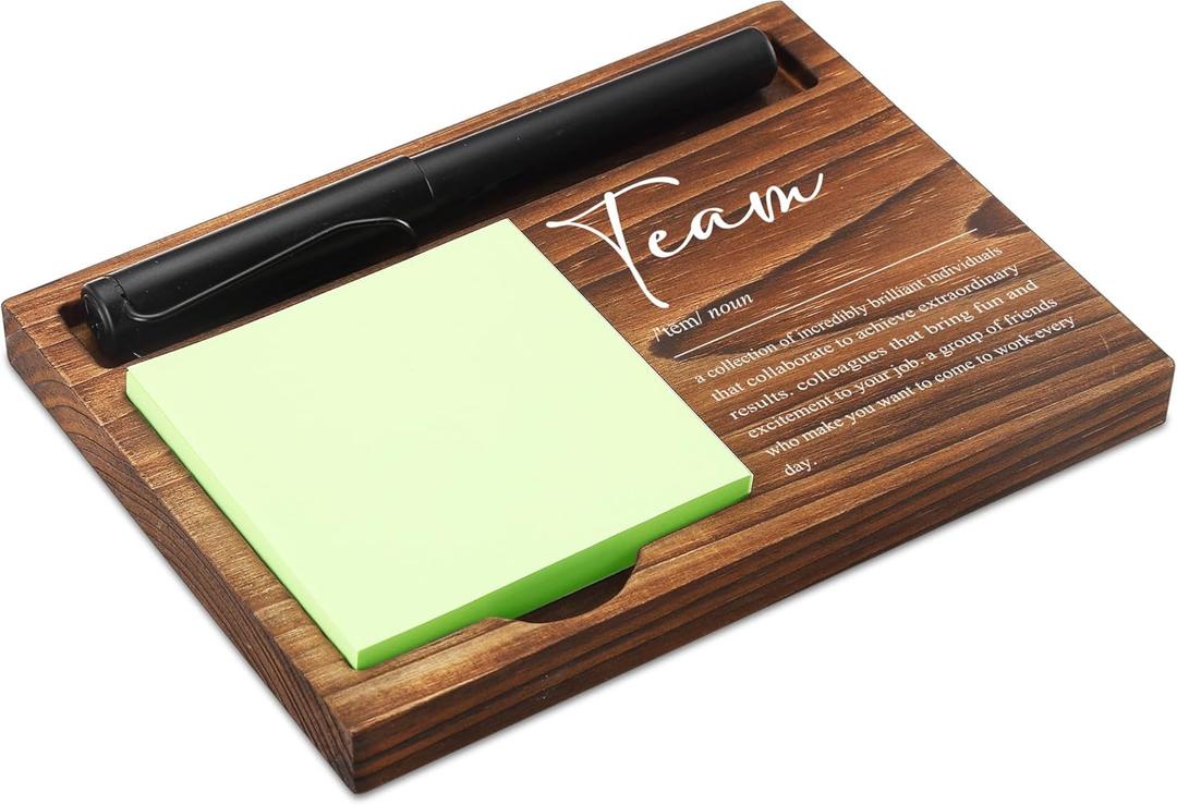 3 x CINRLLA Wooden Sticky Note Holder & Pen Dispenser, 6.5 x 4.7 inches, Green, 1 Count