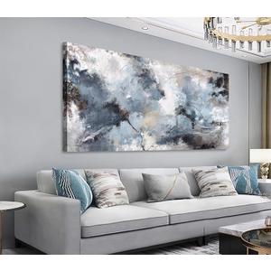 Shoci Large Abstract Wall Art - Black White Gray Fluid Lines Canvas Picture for Living Room Aesthetic Brown Painting Prints Decor Modern Abstract Artwork Wall Art for Bedroom Decoration 20" X 40"