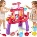 VROGTIK Water Table for Toddlers 3-5, Kids Sand Water Table with Fishing Game Set, Sensory Play Table Toys for Outdoor Pool Beach Backyard Summer Birthday Gift for Girls Outside Toys for Toddler