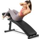 BODY RHYTHM Sit Up Bench with 4 Adjustable Heights and Reverse Crunch Handle, Curved Ab Workout Bench for Home Gym, Adjustable Weight Bench for Core Workouts and Decline Bench Press, Suitable for Individuals Up to 5.9ft Tall.