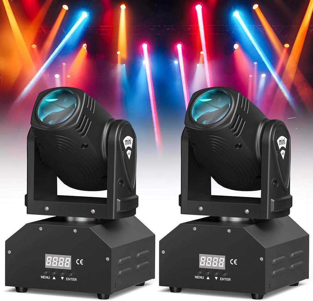 DJ Lights Moving Head U`King Mini LED Moving Head Light RGBW Stage Lighting Beam Spot Lights by DMX 512 Sound Activated Control for Wedding Disco Party Indoor Christmas and Halloween(Set of 2)