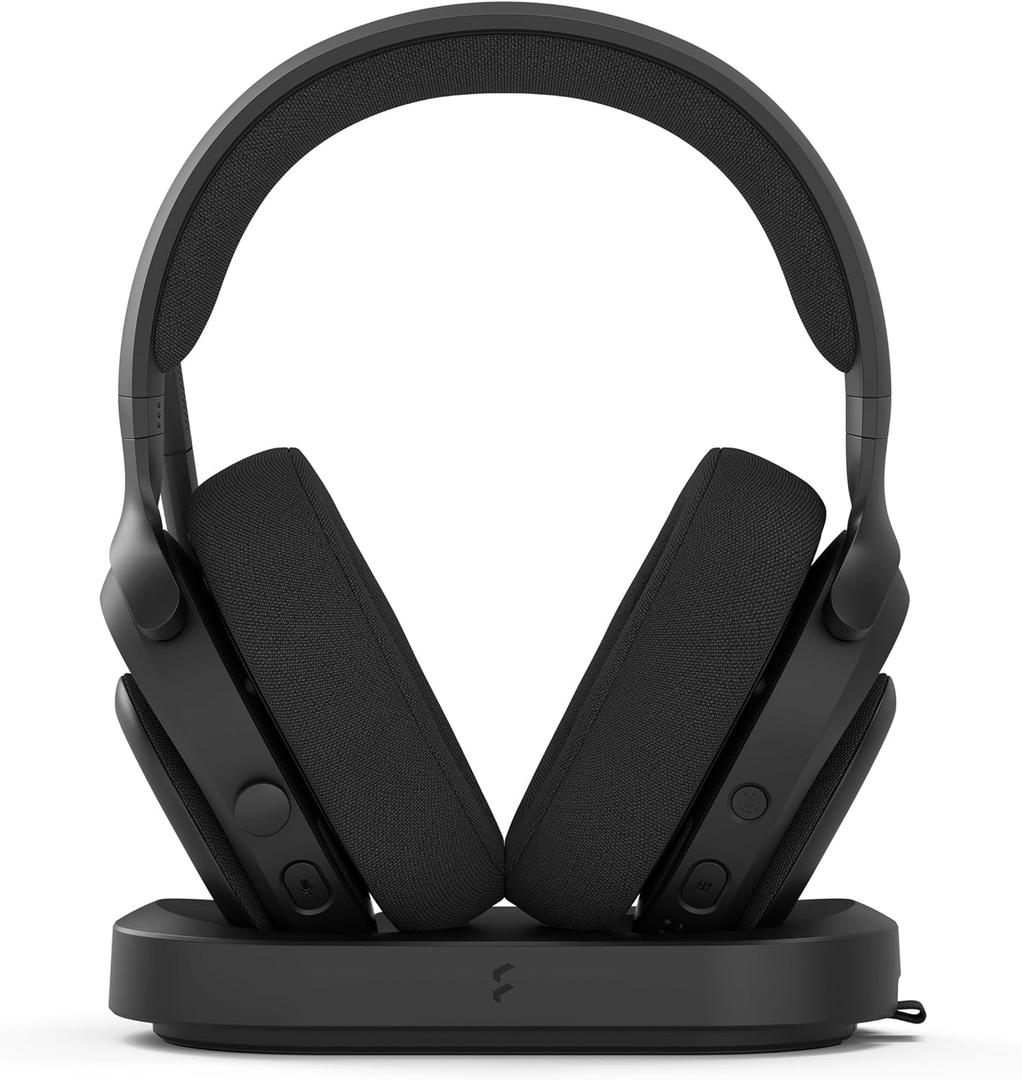 Fractal Design Scape Dark - Wireless PC Gaming Headset - Detachable Flip-to-Mute Microphone with Noise Cancellation - Battery Life Up to 40 Hours - Configurable Ambient Lighting - Black